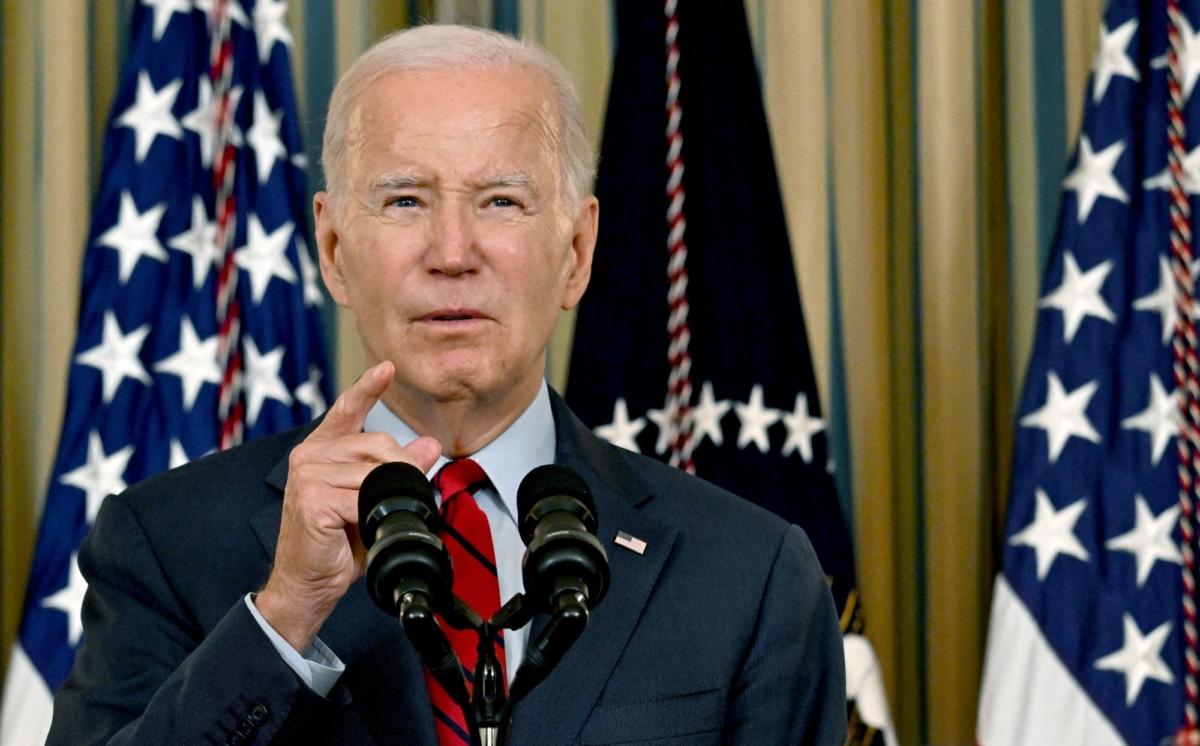 President Joe Biden speaks about strengthening U.S. ports and supply chains in the State Dining Room of the White House in Washington on Sept. 6, 2023. (Jim Watson/AFP via Getty Images)