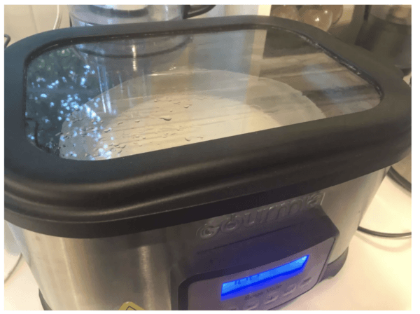 I use a basin-type sous vide device, but you can use a stick sous vide, yogurt maker with adjustable temperature control, or Instant Pot. (Courtesy of Dr. Davis)