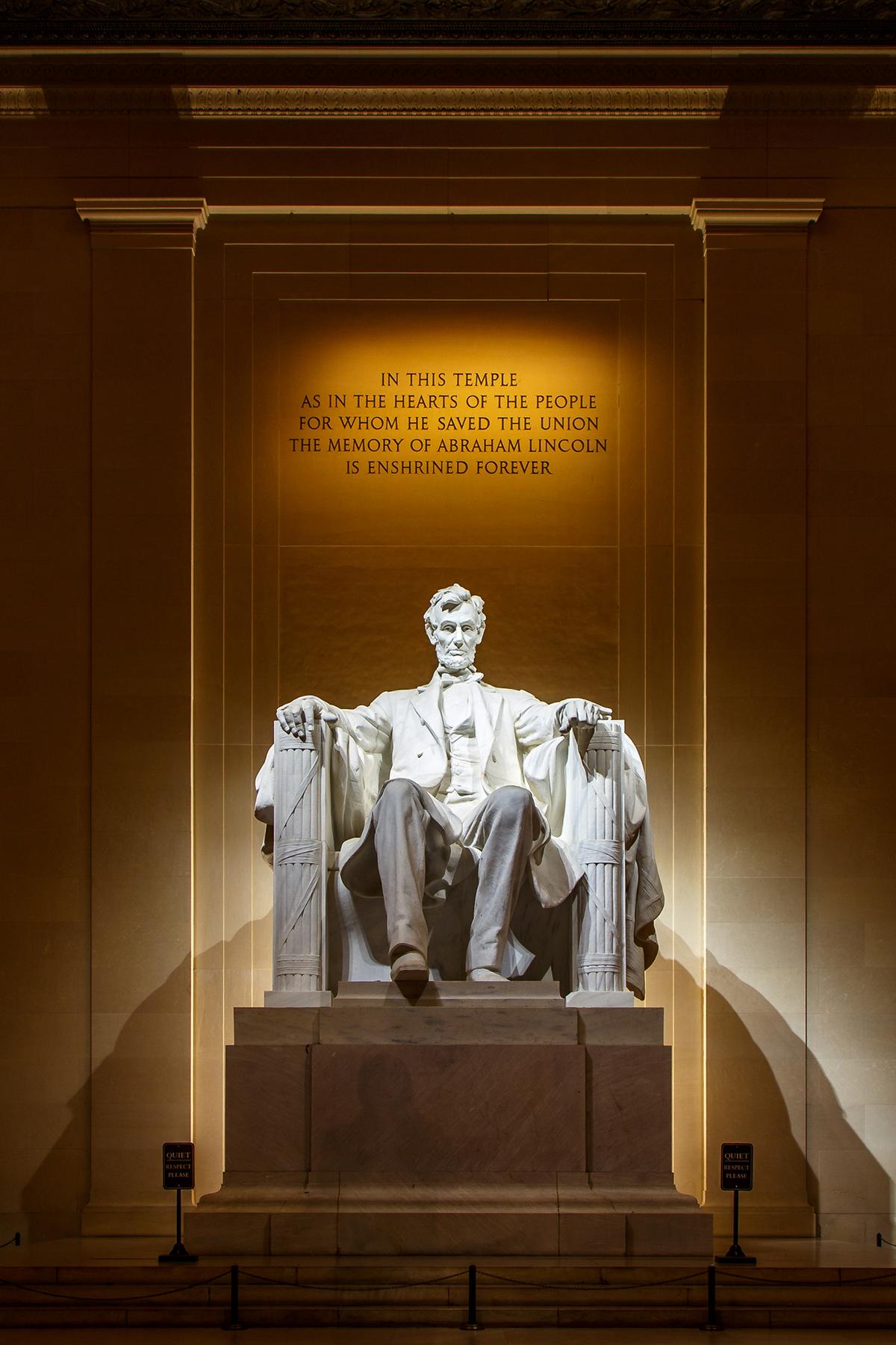 The Lincoln Memorial illuminated at night in Washington. (Muddymari/Shutterstock)