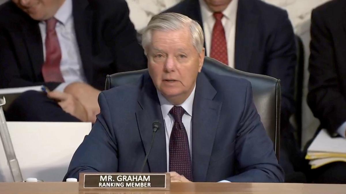  Sen. Lindsey Graham (R- S.C.) speaks at a Senate Judiciary Committee hearing on Sept. 12, 2023. (Senate Judiciary Committee/Screenshot via NTD)