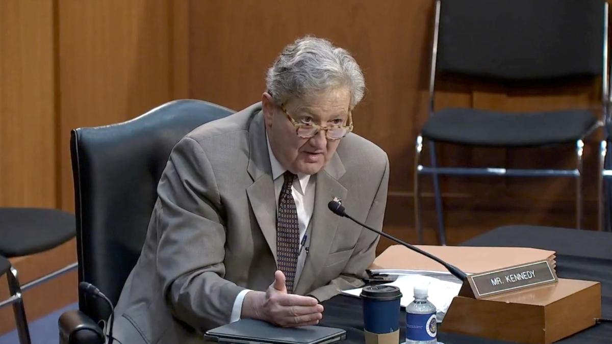 Sen. John Kennedy (R-La.) speaks at a Senate Judiciary Committee Hearing on Sept. 12, 2023. (Senate Judiciary Committee/Screenshot via NTD)