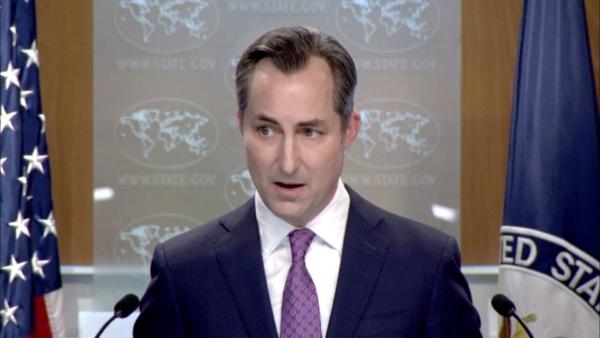 State Department spokesperson Matthew Miller speaks at a news briefing on Sept. 11, 2023. (Reuters/Screenshot via NTD)