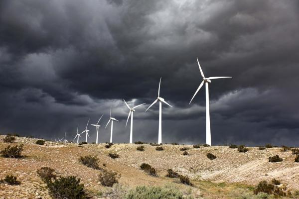 Wind turbines operate at a wind farm near Whitewater, Calif., on Feb. 22, 2023. (Mario Tama/Getty Images)