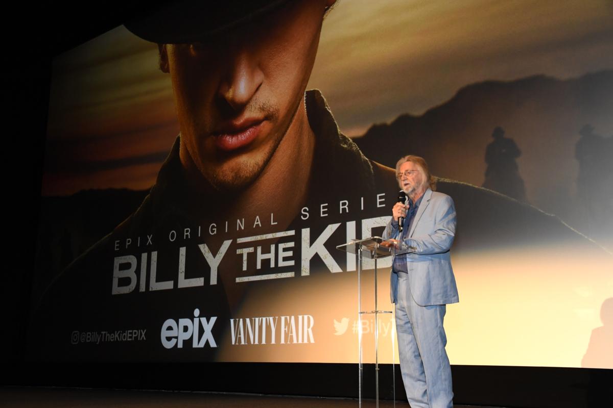 Executive producer and writer Michael Hirst speaks onstage at the "Billy The Kid" premiere at Harmony Gold in Los Angeles on April 21, 2022. (Jon Kopaloff/Getty Images for EPIX)
