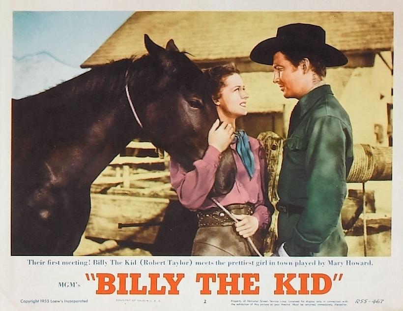 Lobby card for the 1941 film "Billy the Kid" starring Robert Taylor and Mary Howard. (MovieStillsDB)