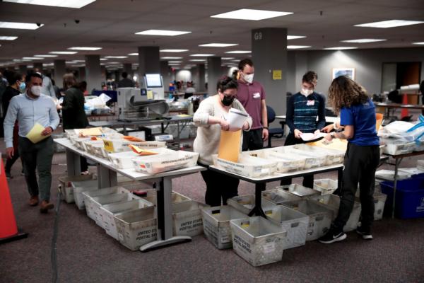 Election officials count absentee ballots in Milwaukee, Wis., on Nov. 4, 2020. (Scott Olson/Getty Images)