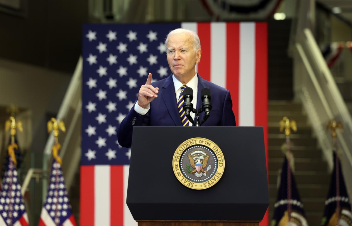 President Joe Biden delivers remarks at Prince George's Community College on Sept. 14, 2023 in Largo, Md. (Kevin Dietsch/Getty Images)