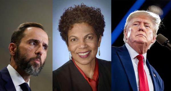 (Left) Special counsel Jack Smith. (Center) U.S. District Judge Tanya Chutkan. (Right) Former President Donald Trump. (Drew Angerer/Getty Images; Administrative Office of the U.S. Courts via AP; Brandon Bell/Getty Images)