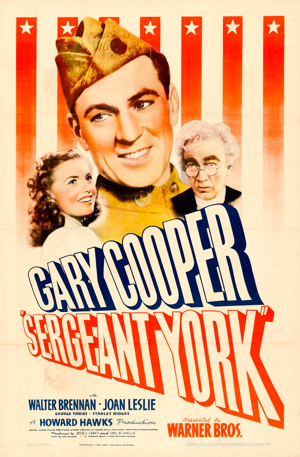 Theatrical release poster for the 1941 film "Sergeant York" featuring Gary Cooper as Alvin York. (Warner Bros.)