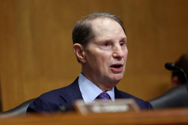 Sen. Ron Wyden (D-Ore.) participates in a Senate Finance Committee hearing in Washington on March 22, 2023. (Kevin Dietsch/Getty Images)