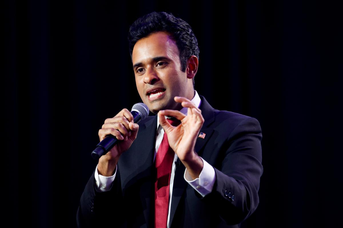 Republican Presidential candidate Vivek Ramaswamy speaks at the Pray Vote Stand Summit at the Omni Shoreham Hotel in Washington on Sept. 15, 2023. (Anna Moneymaker/Getty Images)