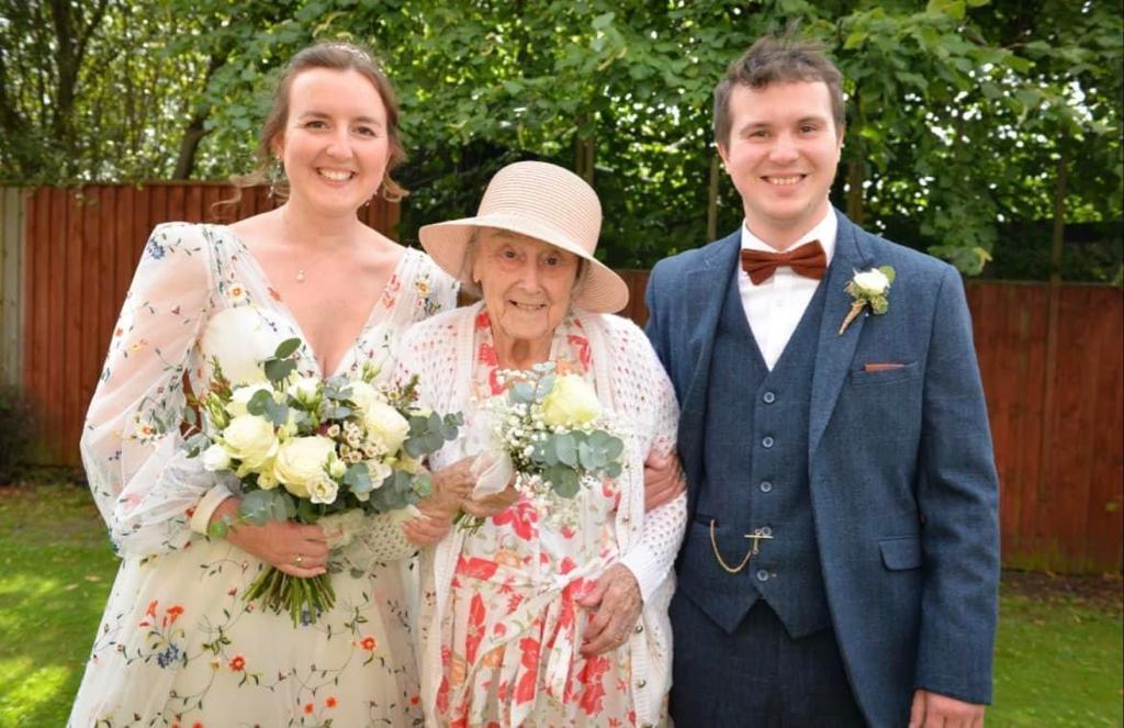  Mr. and Ms. Heppell at their second wedding ceremony with Ms. Dracup, in Selby, North Yorkshire. (SWNS)