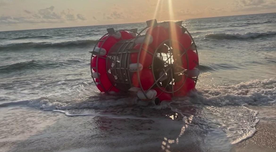 Ray Baluchi's Hydro Pod washed ashore on Flagler Beach in July 2021. (Courtesy of Flagler County Sheriff's Office)