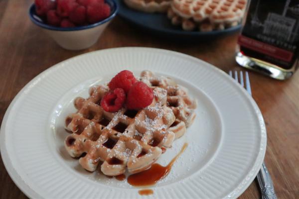 Whole-wheat waffles are sweetened with raspberries and vanilla. (Gretchen McKay/Pittsburgh Post-Gazette/TNS)