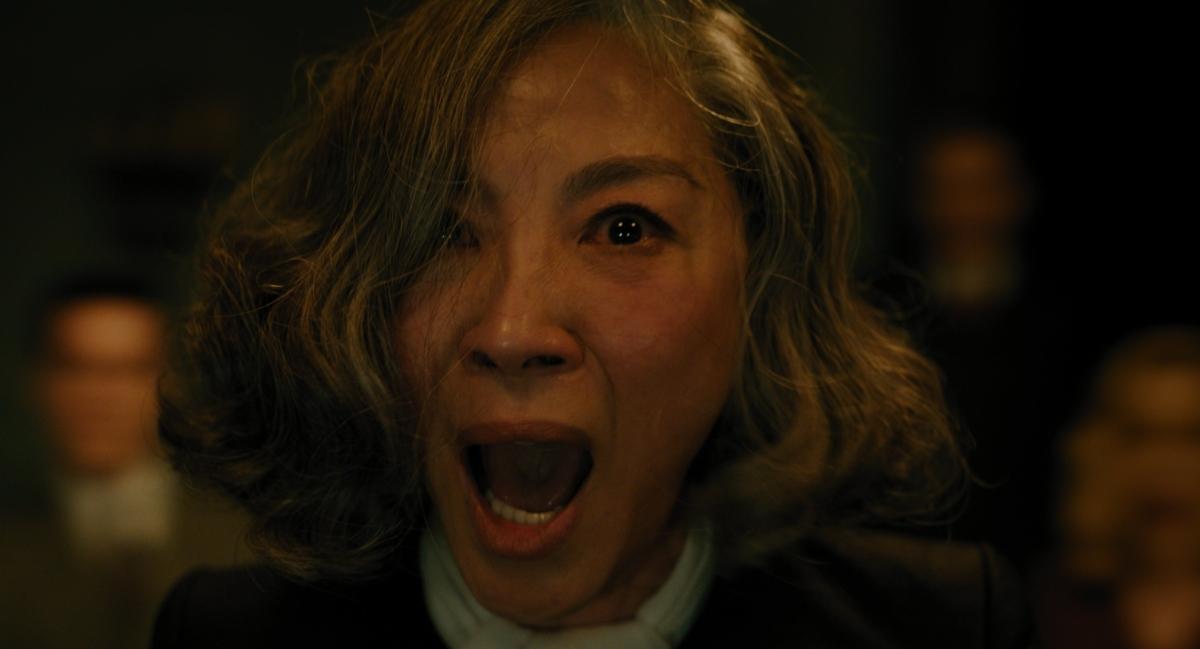 An official screen capture for the 2023 film “A Haunting in Venice,” starring Michelle Yeoh. (MovieStillsDB)