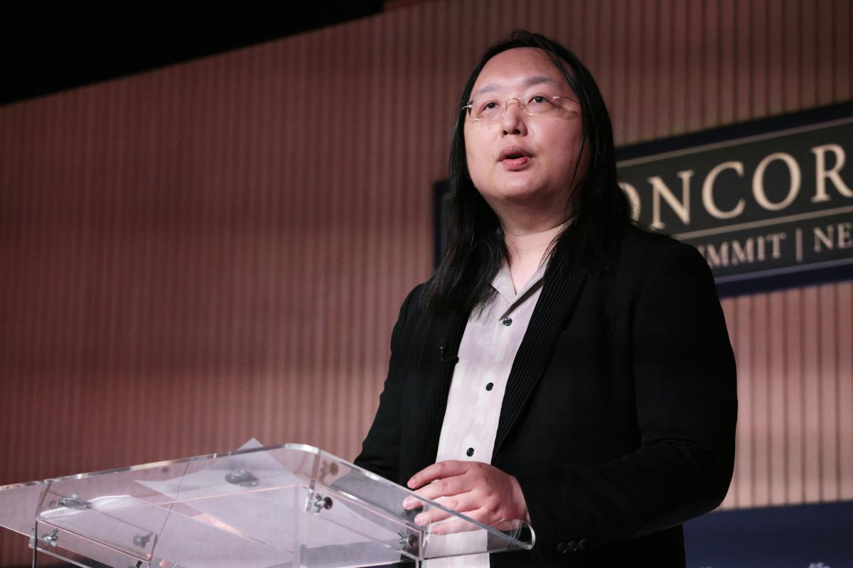 Audrey Tang, Taiwan's minister of digital affairs, at the Concordia summit in New York on Sept. 19, 2023. (Richard Moore/The Epoch Times)