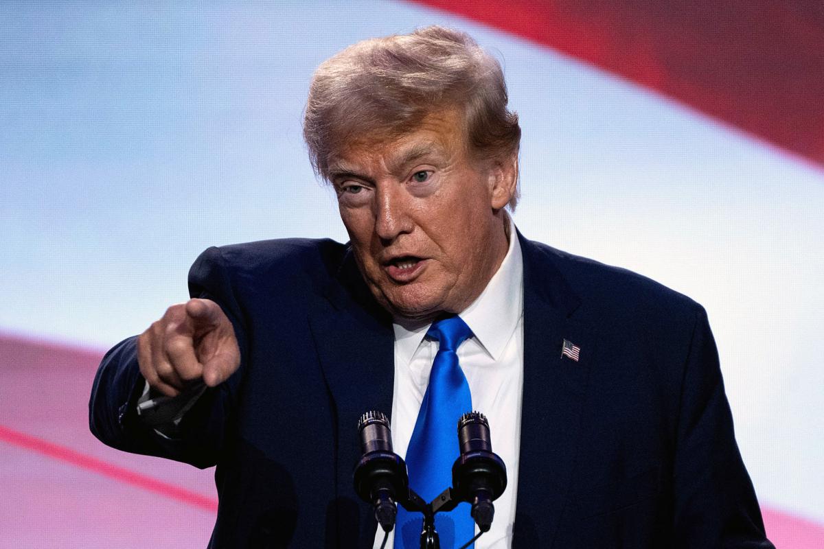 Former U.S. President and Republican presidential hopeful Donald Trump speaks during the Pray Vote Stand summit at the Omni Shoreham Hotel in Washington on Sept. 15, 2023. (Andrew Caballero-Reynolds/AFP via Getty Images)