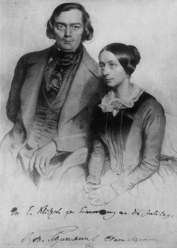  Robert and Clara Schumann, 1847, by Eduard Kaiser. (Public Domain)