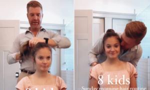 Wife Films Husband Styling 8 Kids’ Hair for Sunday Church, Says ‘More Present Fathers’ Can Make Our World Different