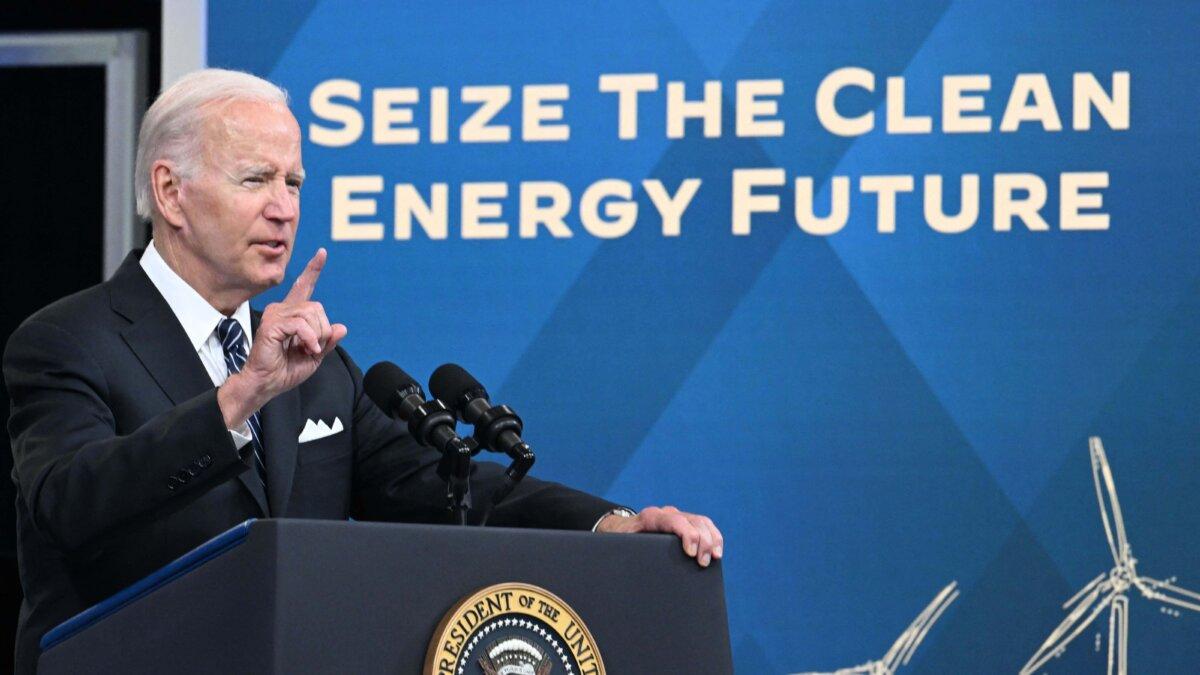 President Joe Biden delivers remarks on efforts to lower high gas prices in the South Court Auditorium at the Eisenhower Executive Office Building in Washington on June 22, 2022. (Jim Watson/AFP via Getty Images)