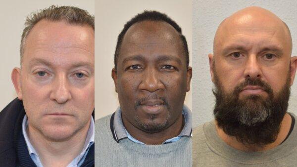 Undated images of (L to R) Jonathan Nuttall, Michael Sode and Michael Broddle, who were jailed - over a bomb plot—in London on Sep. 22, 2023. (Metropolitan Police)