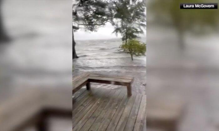 Neuse River Rises in Family Back Yard as Tropical Storm Ophelia Makes Landfall