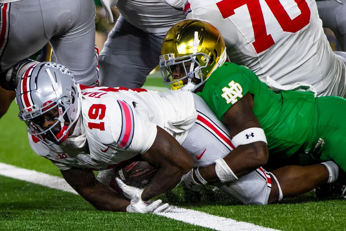 No. 6 Ohio State Plunges for Touchdown With 1 Second Left to Beat No. 9 Notre Dame 17–14