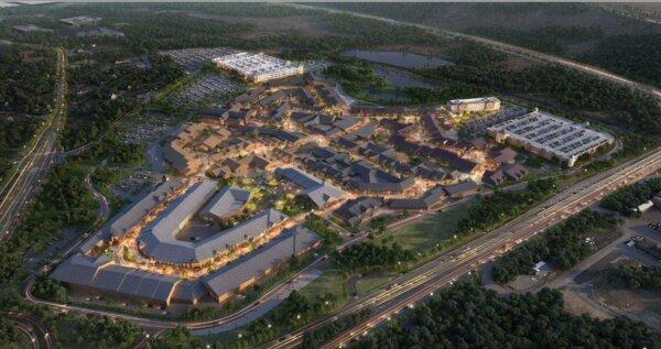 An aerial rendering of Woodbury Common Premium Outlets in Central Valley, N.Y. (Courtesy of Woodbury Common)