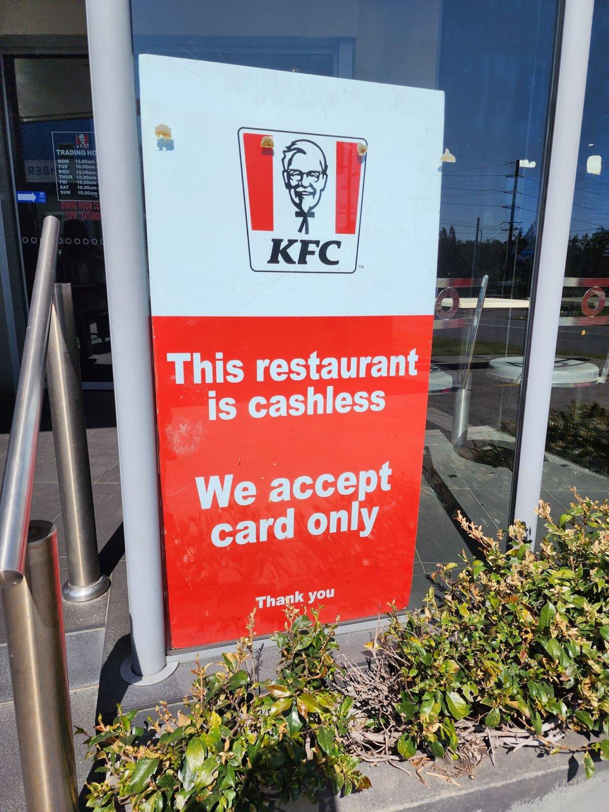 A sign out the front of a KFC store in Morisset, NSW. (Facebook/Evan Burrell)