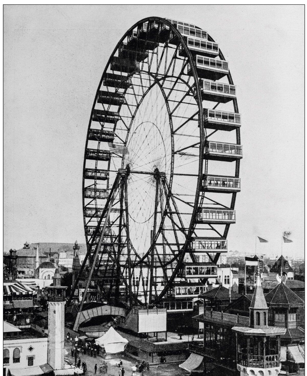 A photograph of the Ferris wheel during the 1893 World’s Columbian Exposition in Chicago. (ilbusca/Getty Images)