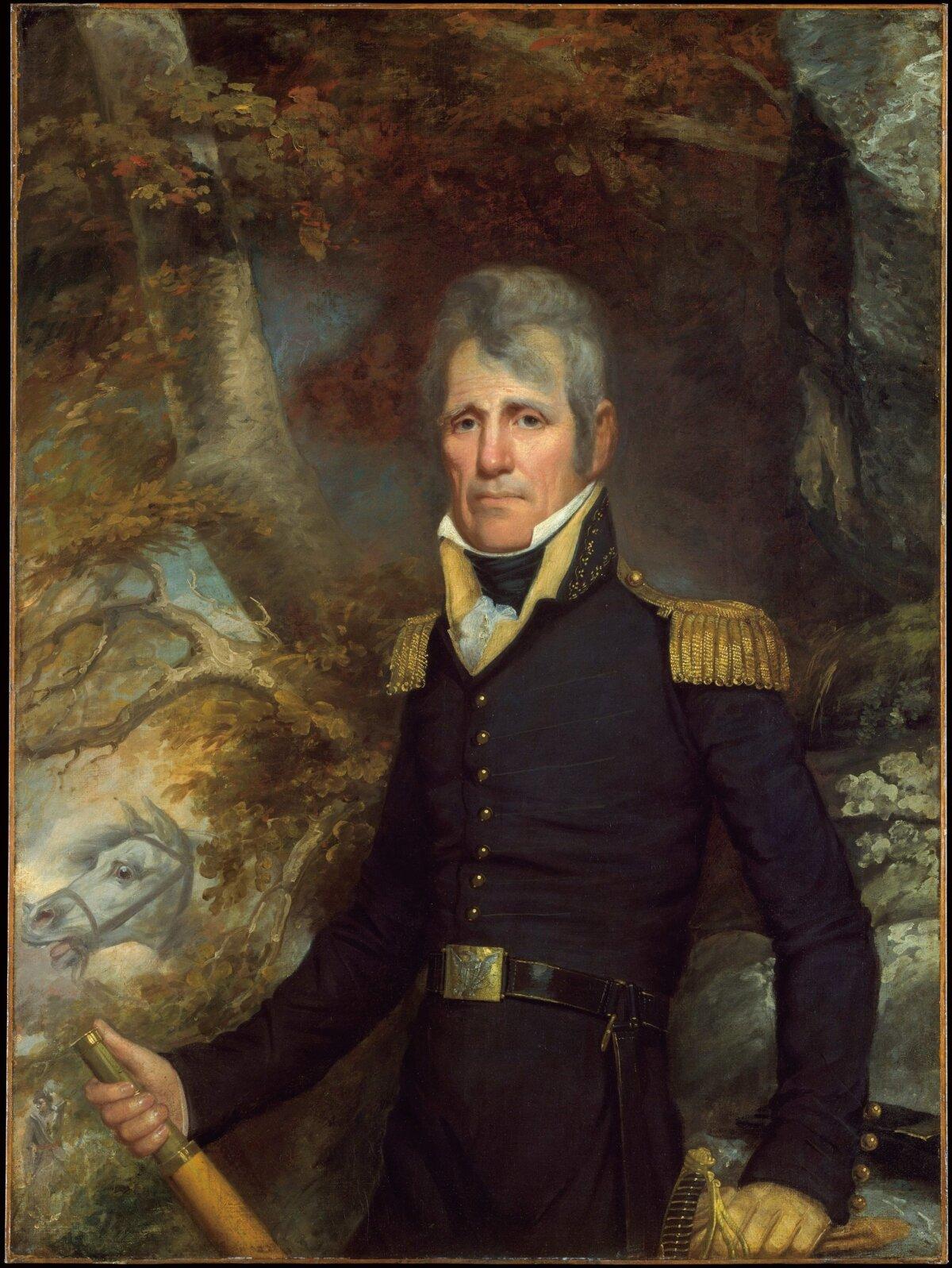 Andrew Jackson’s triumphal military portrait in which he was celebrated as the hero of the War of 1812. “General Andrew Jackson” by John Wesley Jarvis, circa 1819. Oil on canvas. The Metropolitan Museum of Art, New York. (Public Domain)