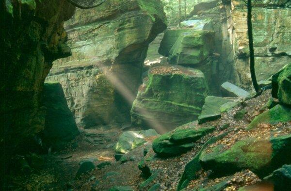 Depending on the season and time of day, the Ledges area in Cuyahoga Valley National Park can become mystical as a movie location. (NPS)