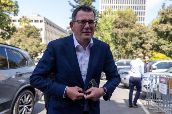 Victorian Premier Daniel Andrews arrives ahead of the Labor caucus meeting at Victorian Parliament House in Melbourne, Australia, on Sept. 27, 2023. (Asanka Ratnayake/Getty Images)
