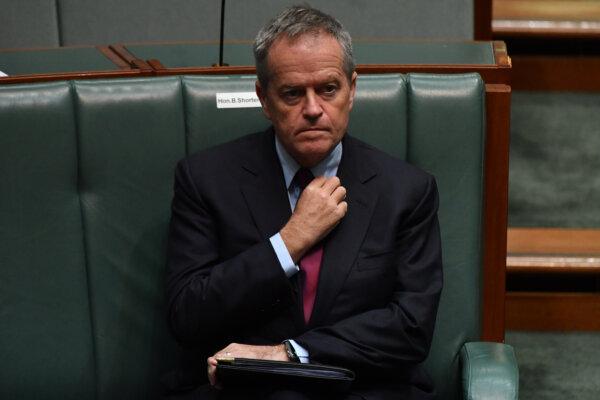 NDIS Minister Bill Shorten looks on during question time at Parliament House in Canberra, Australia, on March 17, 2021. (Sam Mooy/Getty Images)