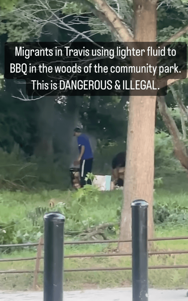 Travis neighborhood residents have been sending photos and videos of illegal immigrants sleeping on the streets and engaging in dangerous behavior to the neighborhood group. (Courtesy of John Aspinall)