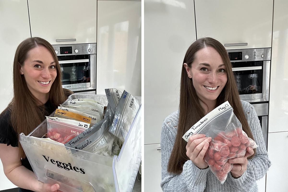 Kate Hall, 37, stores a wide variety of produce in her freezer. (SWNS)