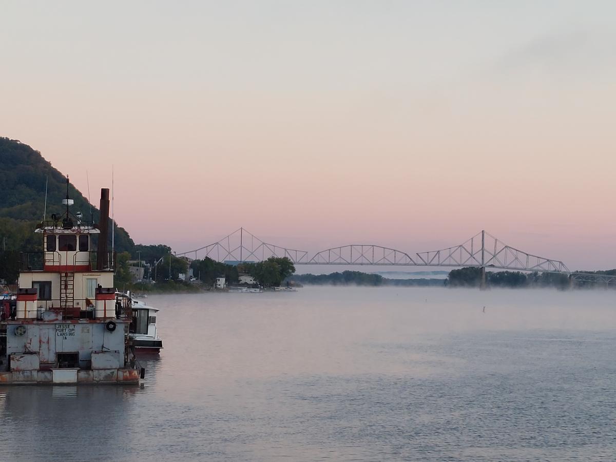 The Black Hawk Bridge connects Wisconsin to Iowa at Lansing. (Kevin Revolinski)