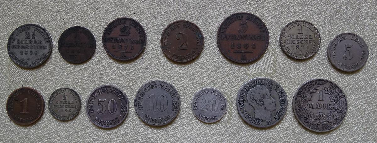 It is believed that these coins dating from the 1800s were placed inside the time capsule in 1884. (Courtesy of Marcin Pechacz)