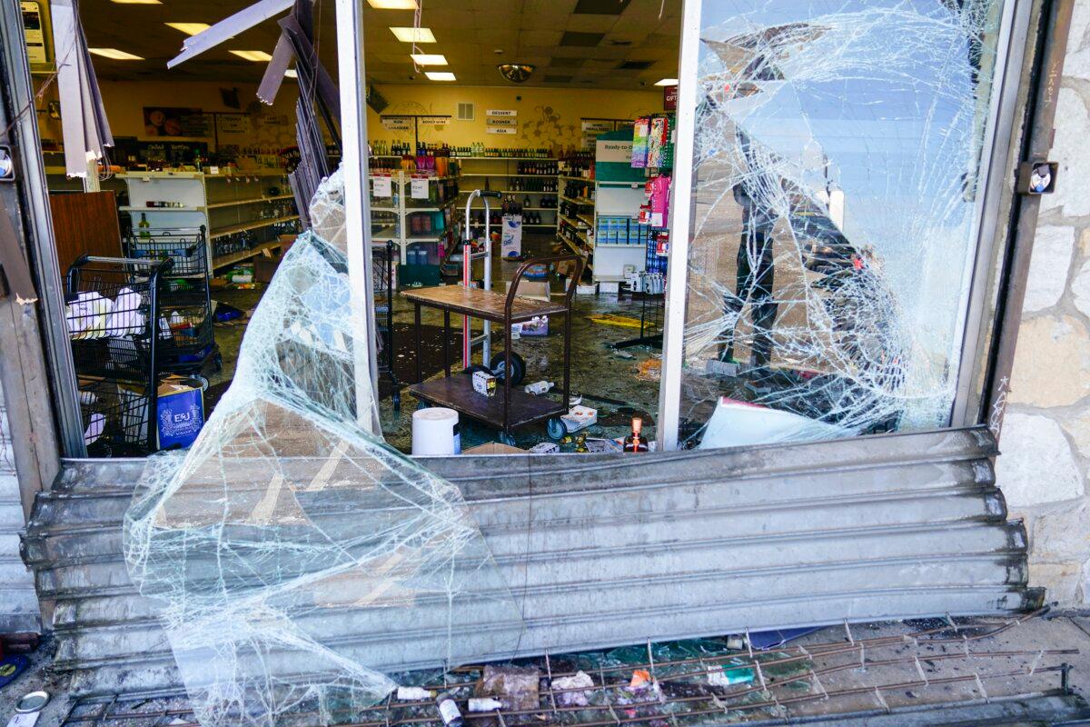 The aftermath of a ransacked liquor store in Philadelphia on Sept. 27, 2023. (Matt Rourke/AP Photo)