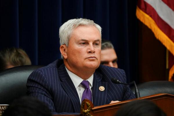 Rep. James Comer (R-Ky.), chairman of the House Oversight Committee, at a hearing for an impeachment inquiry into President Joe Biden in Washington on Sept. 28, 2023. (Madalina Vasiliu/The Epoch Times)