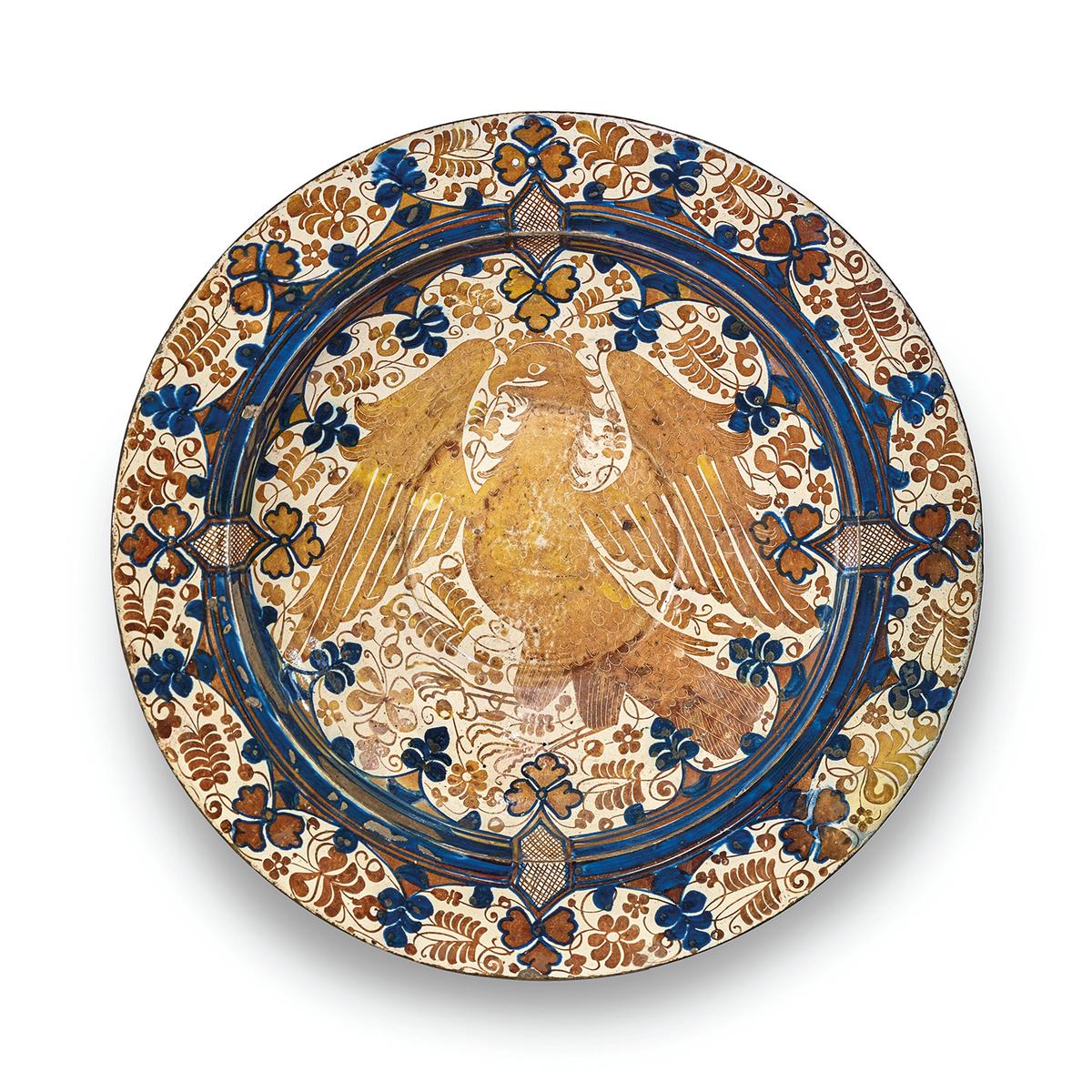 "A Large Hispano-Moresque Earthenware Blue and Lustred Charger," circa 1435–1460, by a Valencia potter in Manises, Spain. (Christie’s Images Limited 2023)