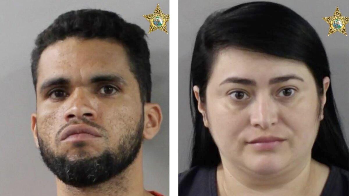 Freddy Escalona (left) and Maria Guzman (right) have been charged with human trafficking and deriving proceeds from prostitution charges. (Courtesy of Polk County Sheriff's Office)