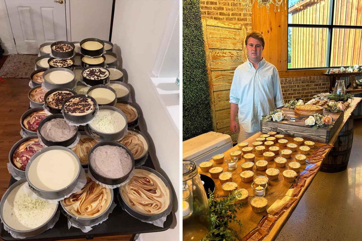 Jack Leach, 19, mans the counter next to a stockpile of baked goods that he sells for a living. (Courtesy of Jack's Cheesecake)