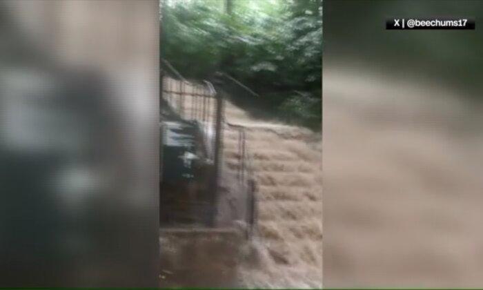 Water Gushes Down Brooklyn Staircase Like 'Waterfall' as New York Hit by Flash Flood