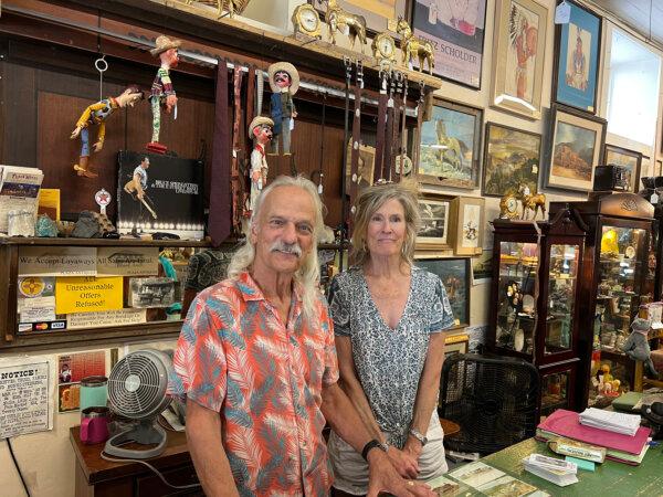 Plaza Antiques, the oldest antiques store in Las Vegas, New Mexico, is owned by Andy and Melissa Kingbury. The colorful store is crammed with jewelry, furniture, weavings, and much more. (Mary Ann Anderson/TNS)