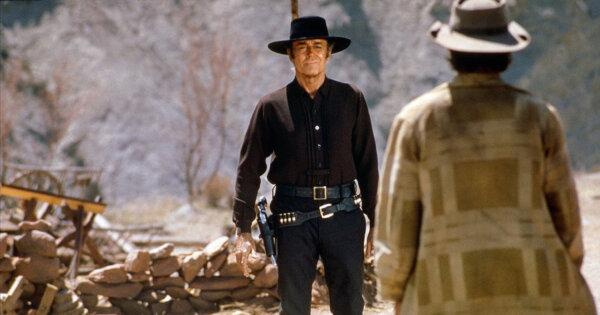 Villainous gunslinger Frank (Henry Fonda) cuts a wide swatch of death, in “Once Upon a Time in the West.” (Paramount Pictures)