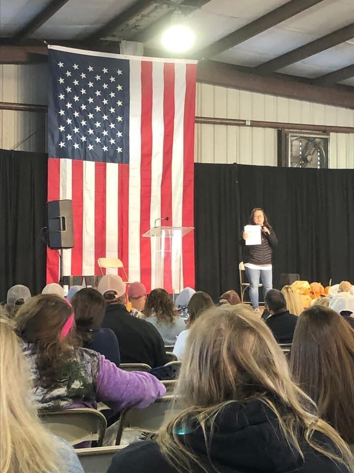 Amy Fewell speaking at a Homesteaders of America conference. (Courtesy of Amy Fewell)