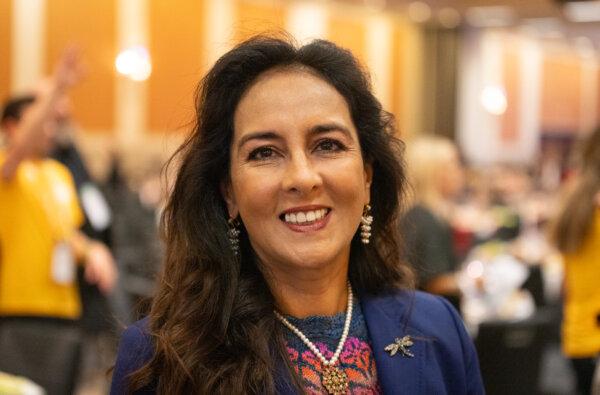 Harmeet Dhillon, an adviser to former President Donald Trump who is also a Republican delegate in California, attends the 2023 CA GOP convention of Anaheim, Calif., on Sept. 29, 2023. (John Fredricks/The Epoch Times)