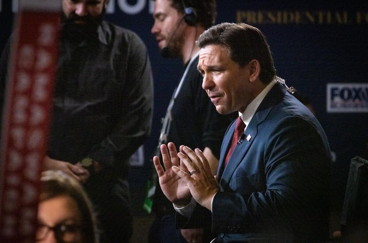 Presidential candidate Ron DeSantis in the Ronald Reagan Presidential Library in Simi Valley, Calif., on Sept. 27, 2023. (John Fredricks/The Epoch Times)