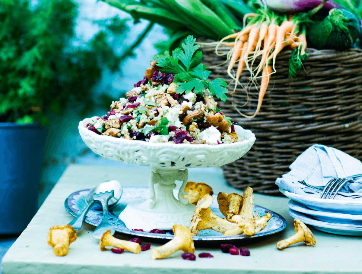 Bulgur Wheat With Chanterelles and Lingonberries